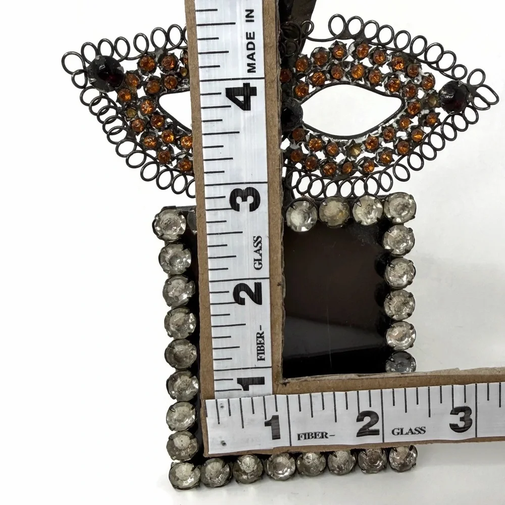 Small Metal Rhinestone Masquerade Mask Picture Frame